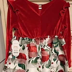 Wonder Nation Red and White Floral Kids Dress